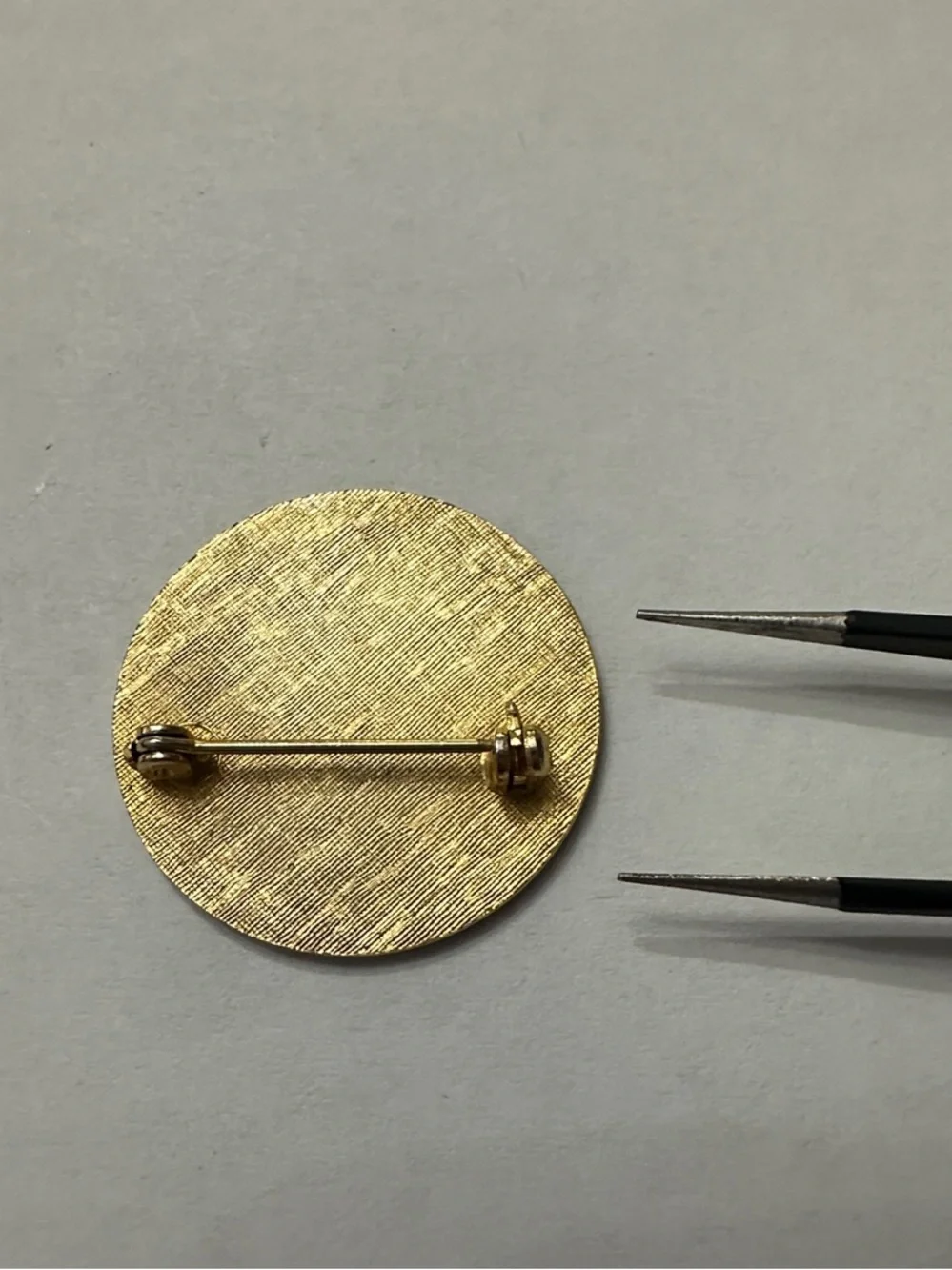 Engraved Round Brass letter M- Gold Tone